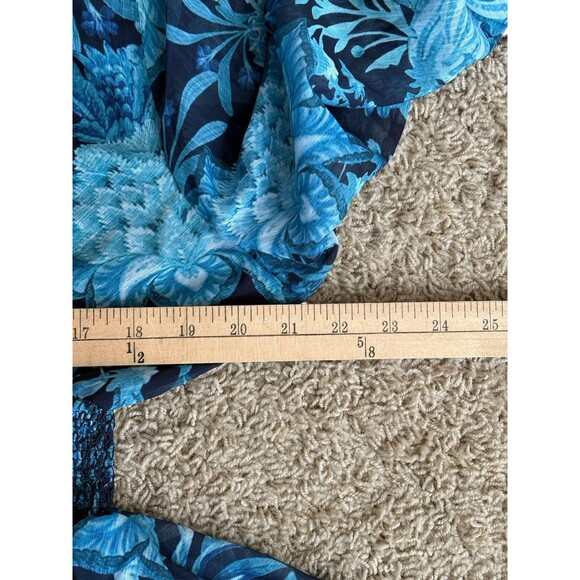 L'Atiste by Amy Layered Ruffle Tiered Dress Blue Floral Women's 1X Sheer Sleeves - Picture 8 of 16